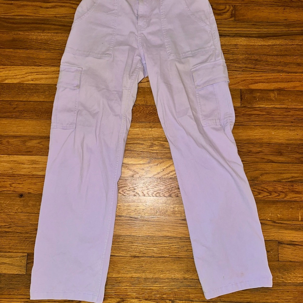 Lavender high-rise utility dad pants